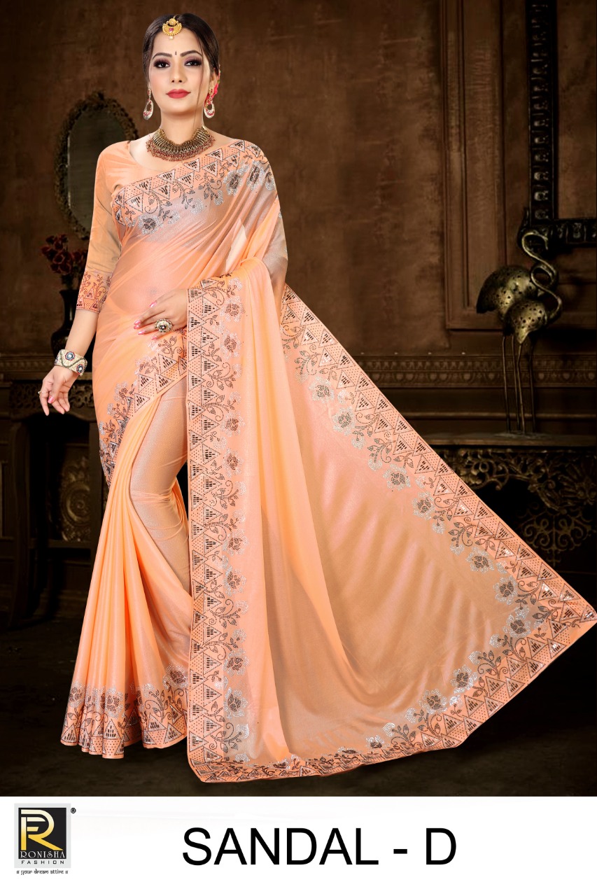 Ranjna Sandal Siroski Work Traditional Wear Saree Collection