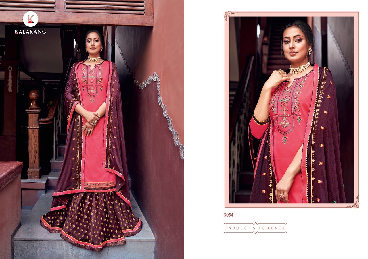 Kalarang Blackberry Silk Designer Embroidery Salwar Suits Catalog