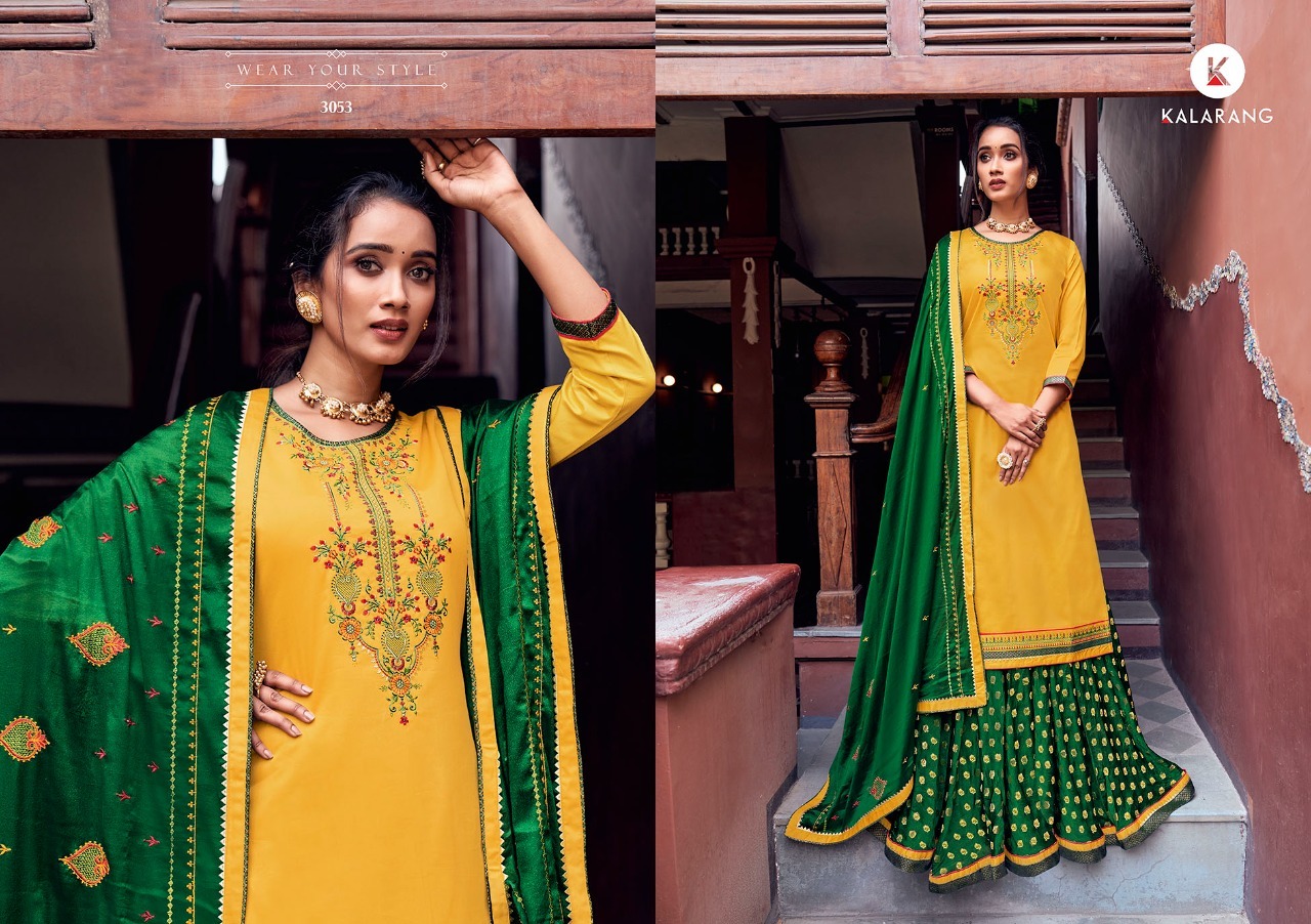 Kalarang Blackberry Silk Designer Embroidery Salwar Suits Catalog