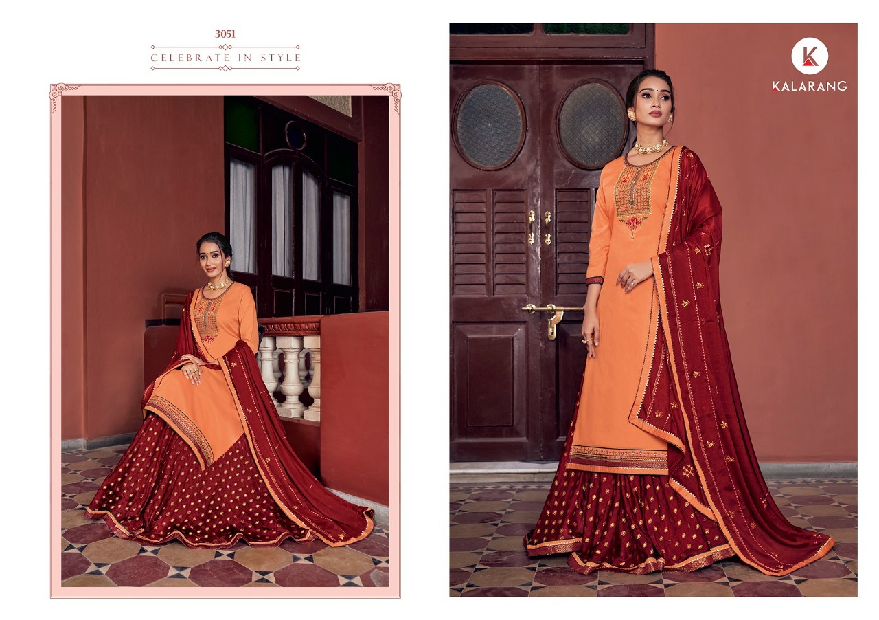 Kalarang Blackberry Silk Designer Embroidery Salwar Suits Catalog