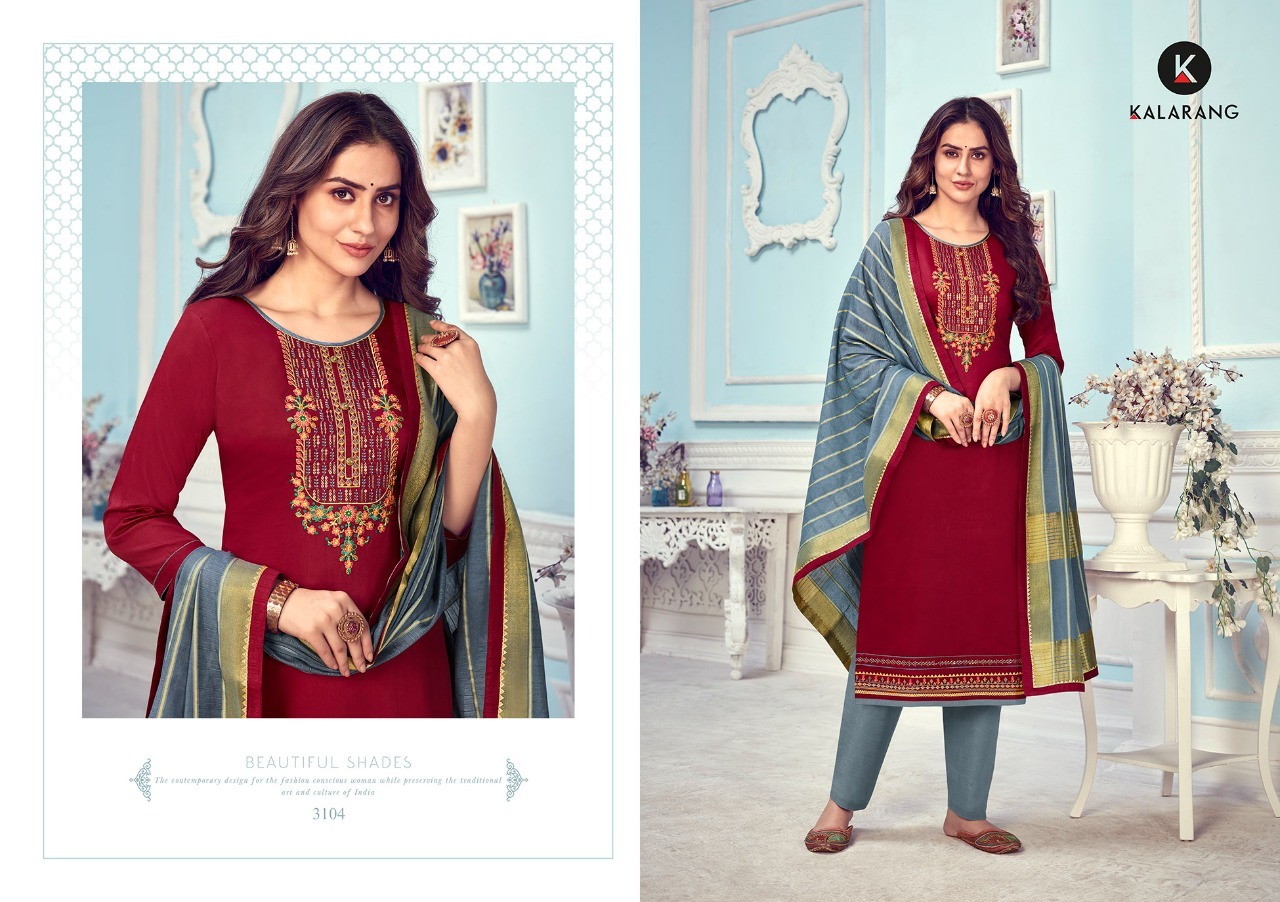 Kalarang Mihika Designer Cotton Embroidery Salwar Suits Catalog