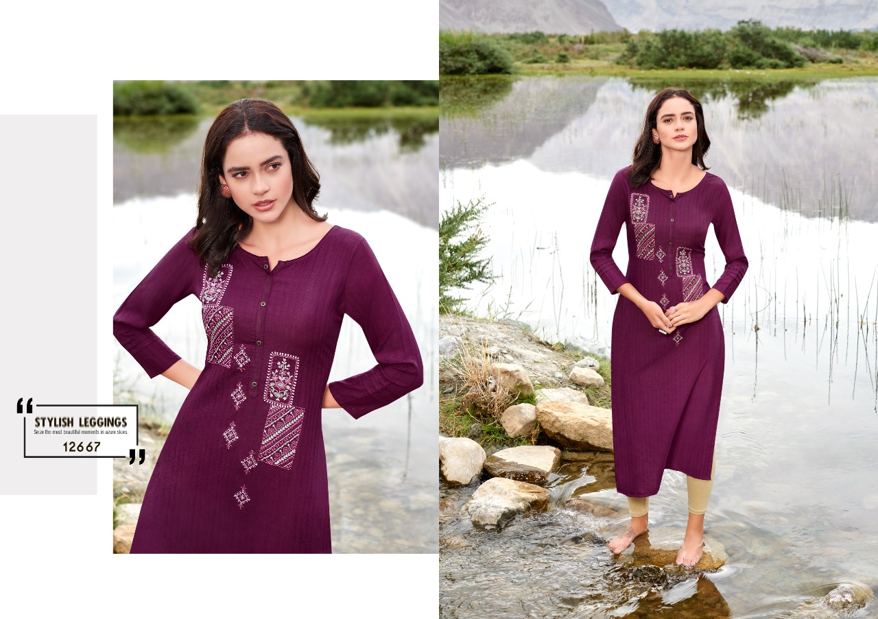 Kalaroop Beat Fancy Rayon Embroidery Kurti Catalog