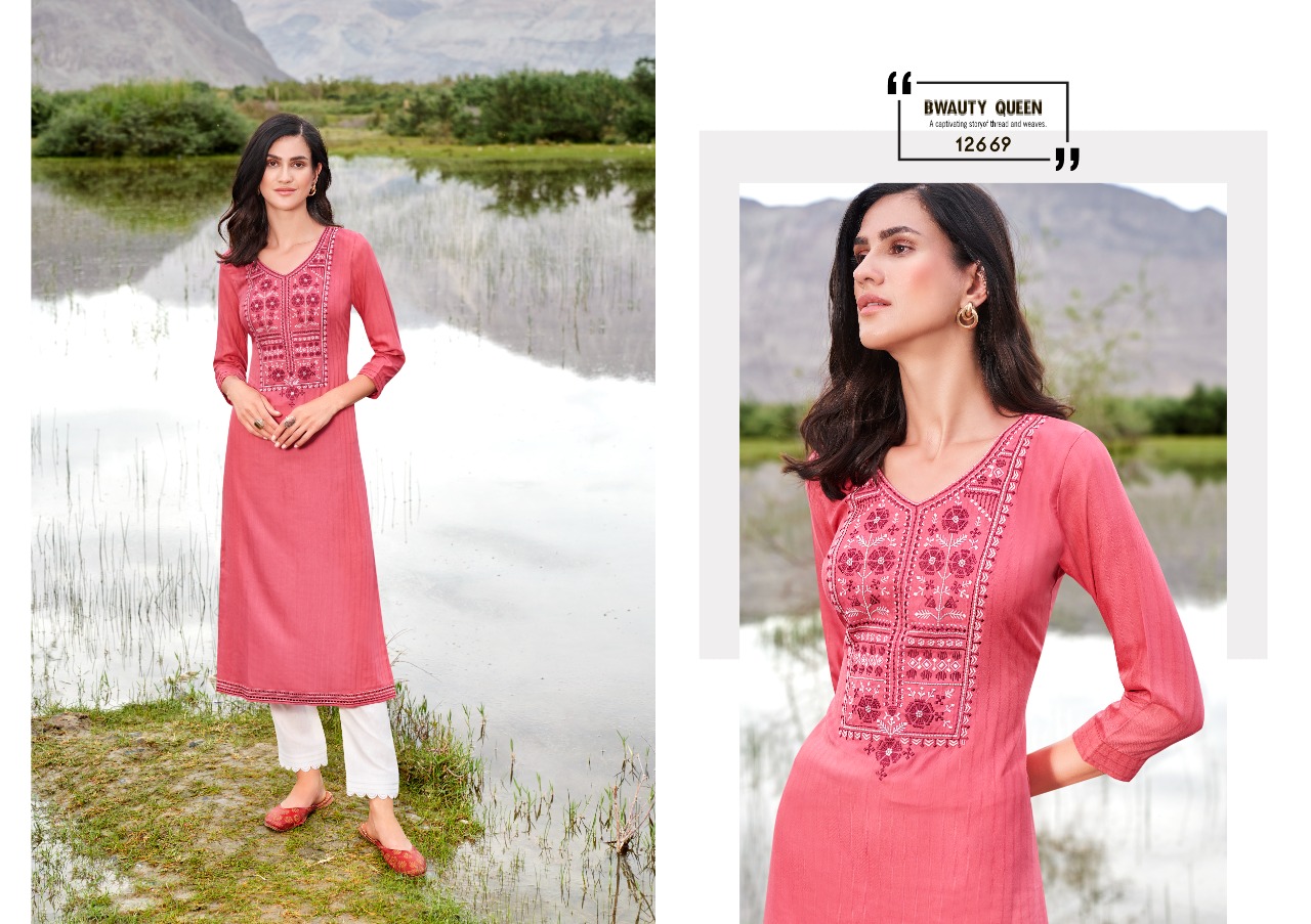 Kalaroop Beat Fancy Rayon Embroidery Kurti Catalog