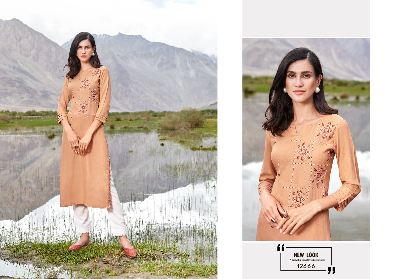 Kalaroop Beat Fancy Rayon Embroidery Kurti Catalog