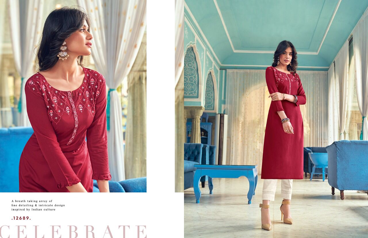 Kalaroop Lily Vol 20 Fancy Wear Embroidery Kurti Catalog