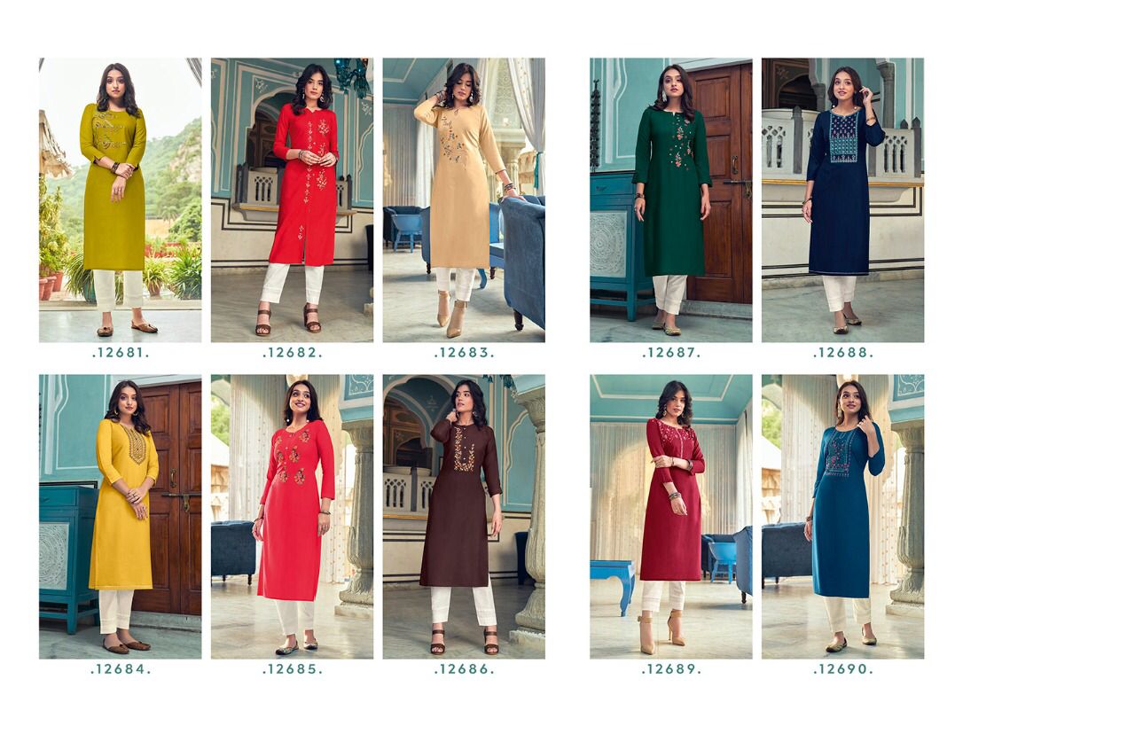 Kalaroop Lily Vol 20 Fancy Wear Embroidery Kurti Catalog