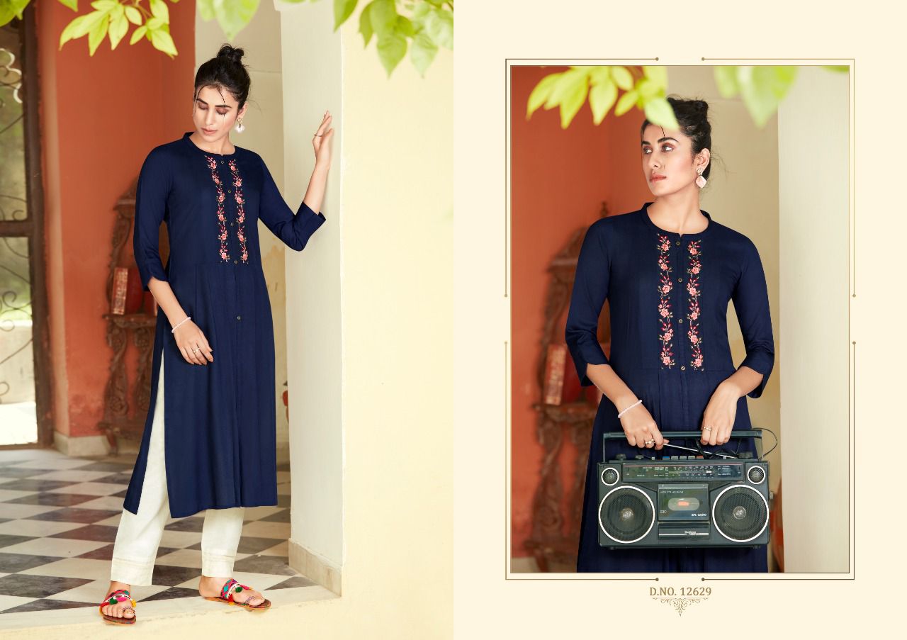 Kalaroop Nairobi Fancy Wear Embroidery Kurti Catalog