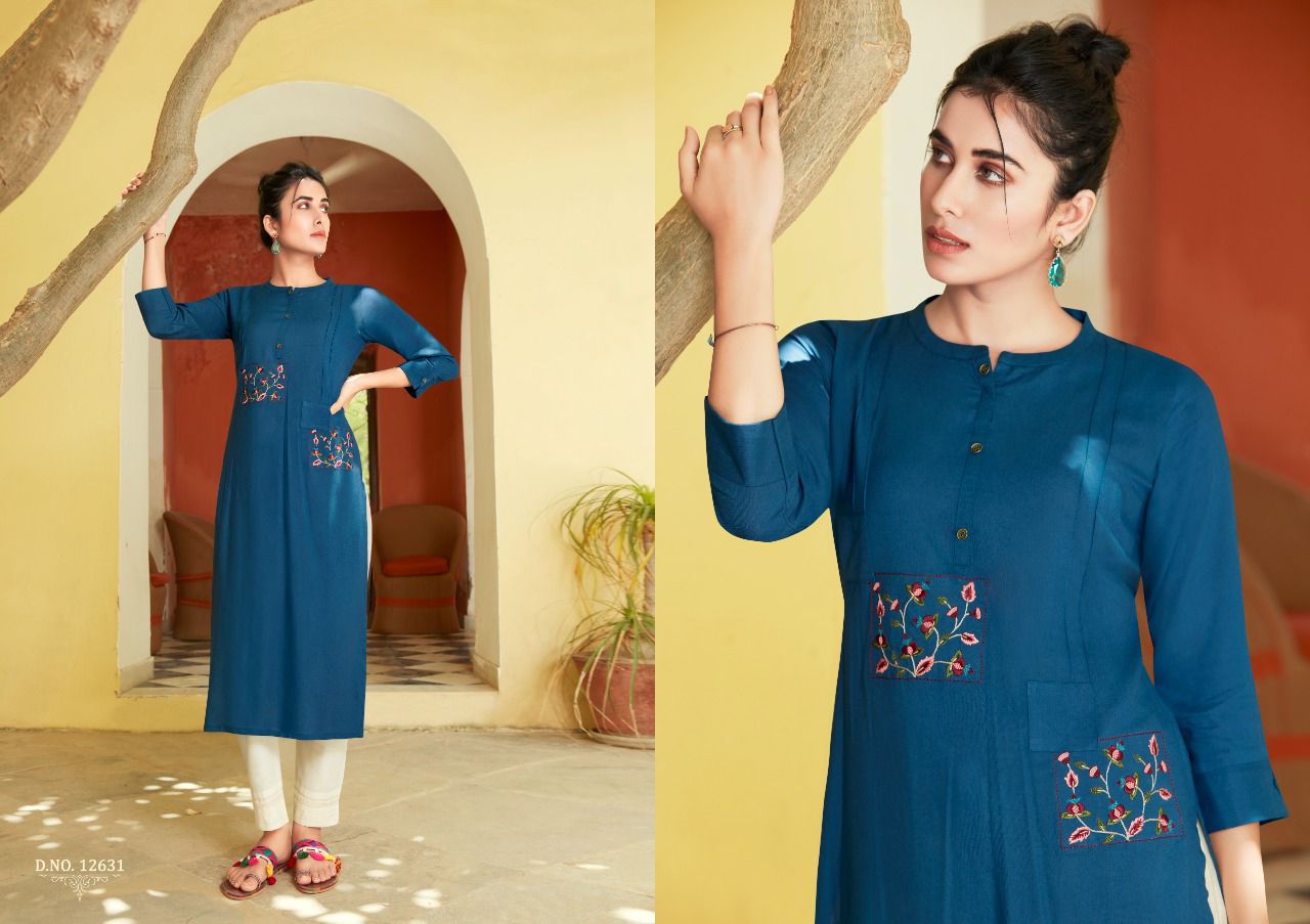Kalaroop Nairobi Fancy Wear Embroidery Kurti Catalog