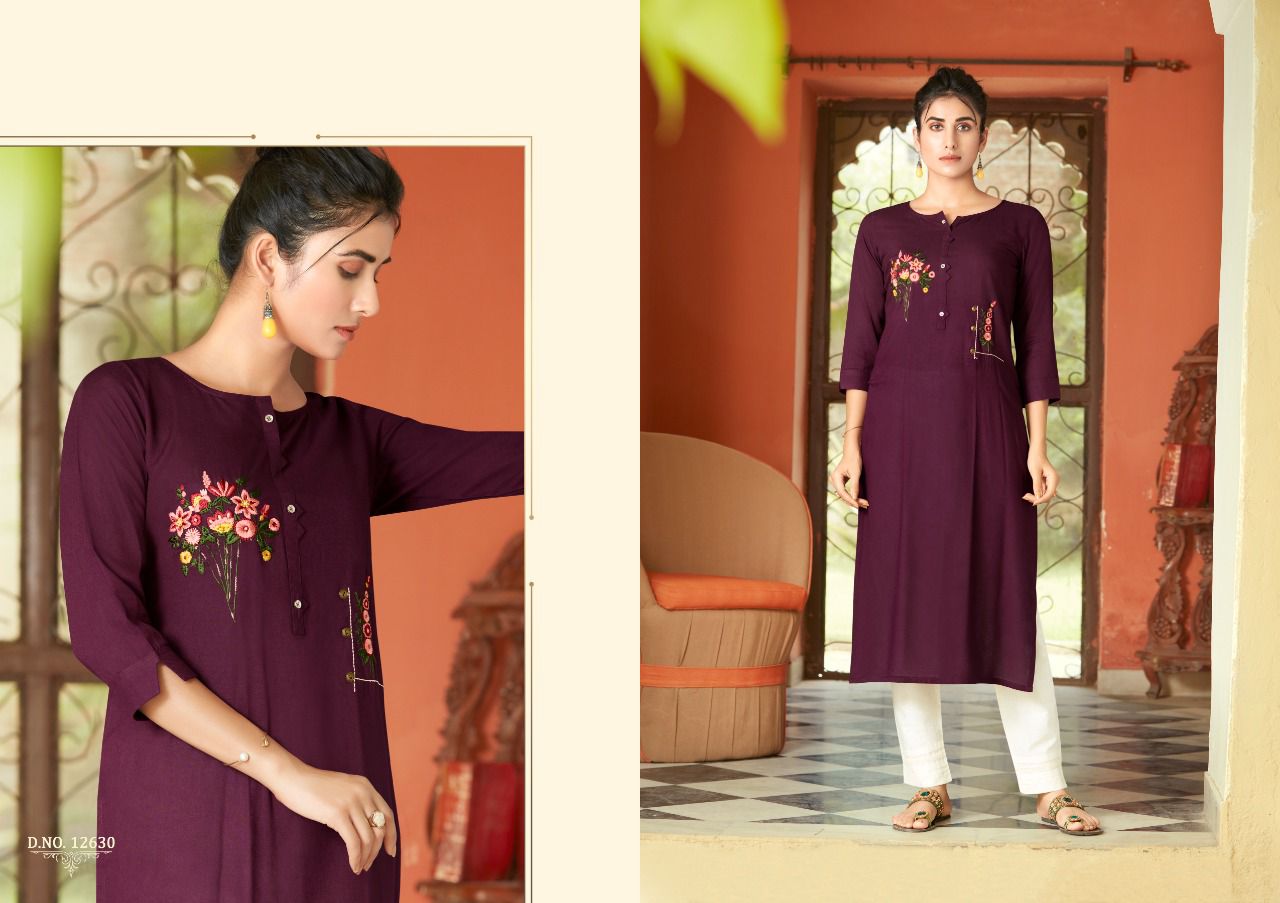 Kalaroop Nairobi Fancy Wear Embroidery Kurti Catalog