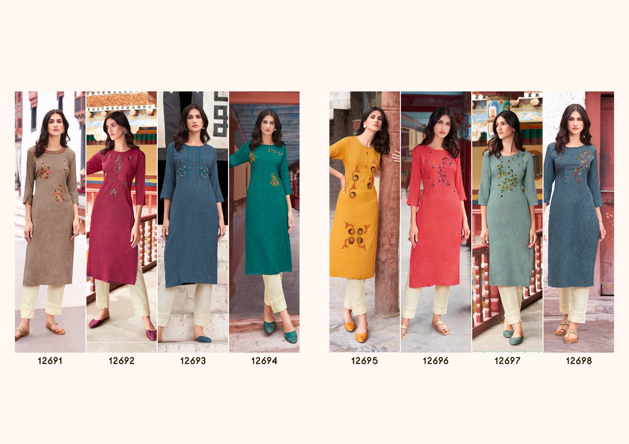 Kalaroop Nexon Rayon Fancy Embroidery Kurti Catalog