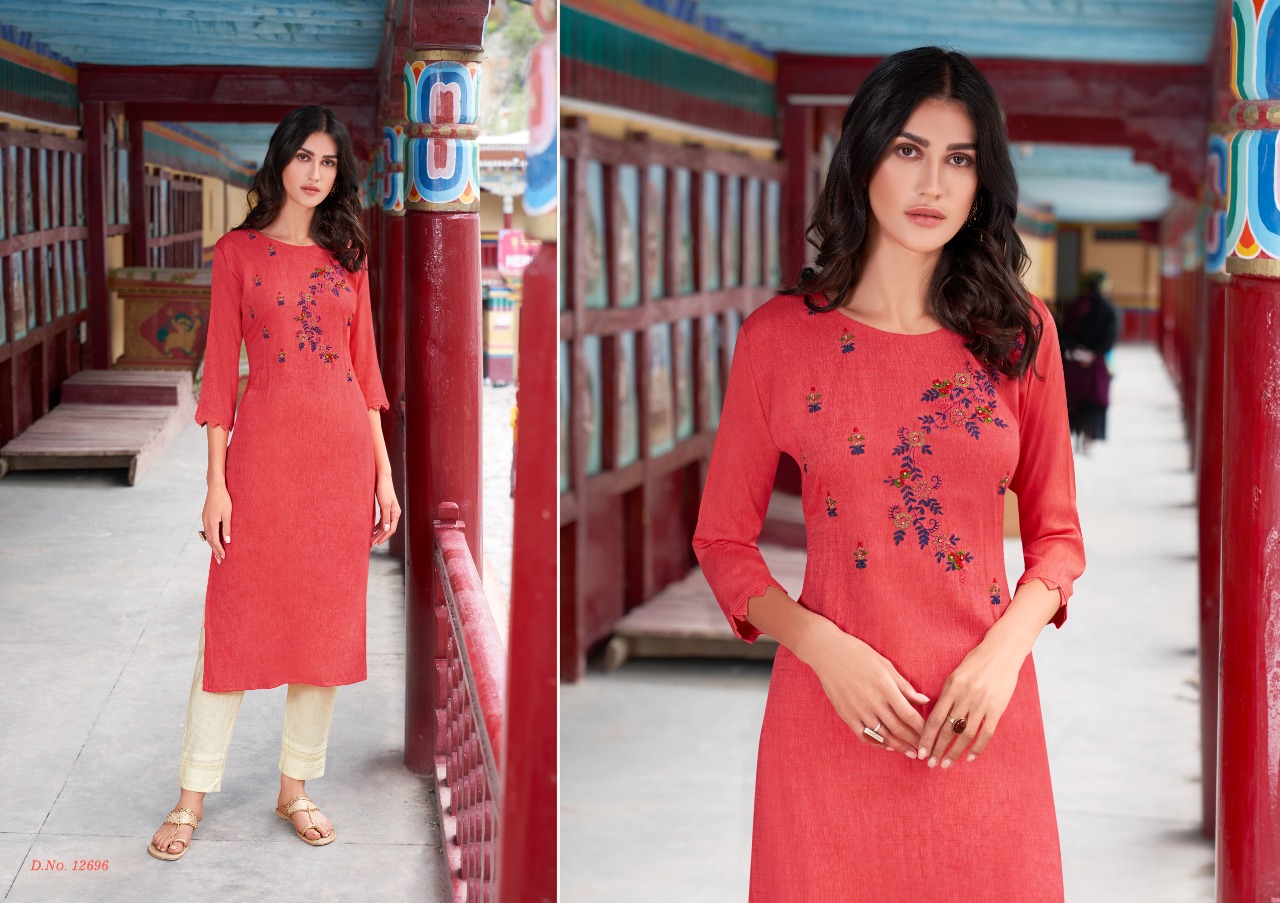 Kalaroop Nexon Rayon Fancy Embroidery Kurti Catalog