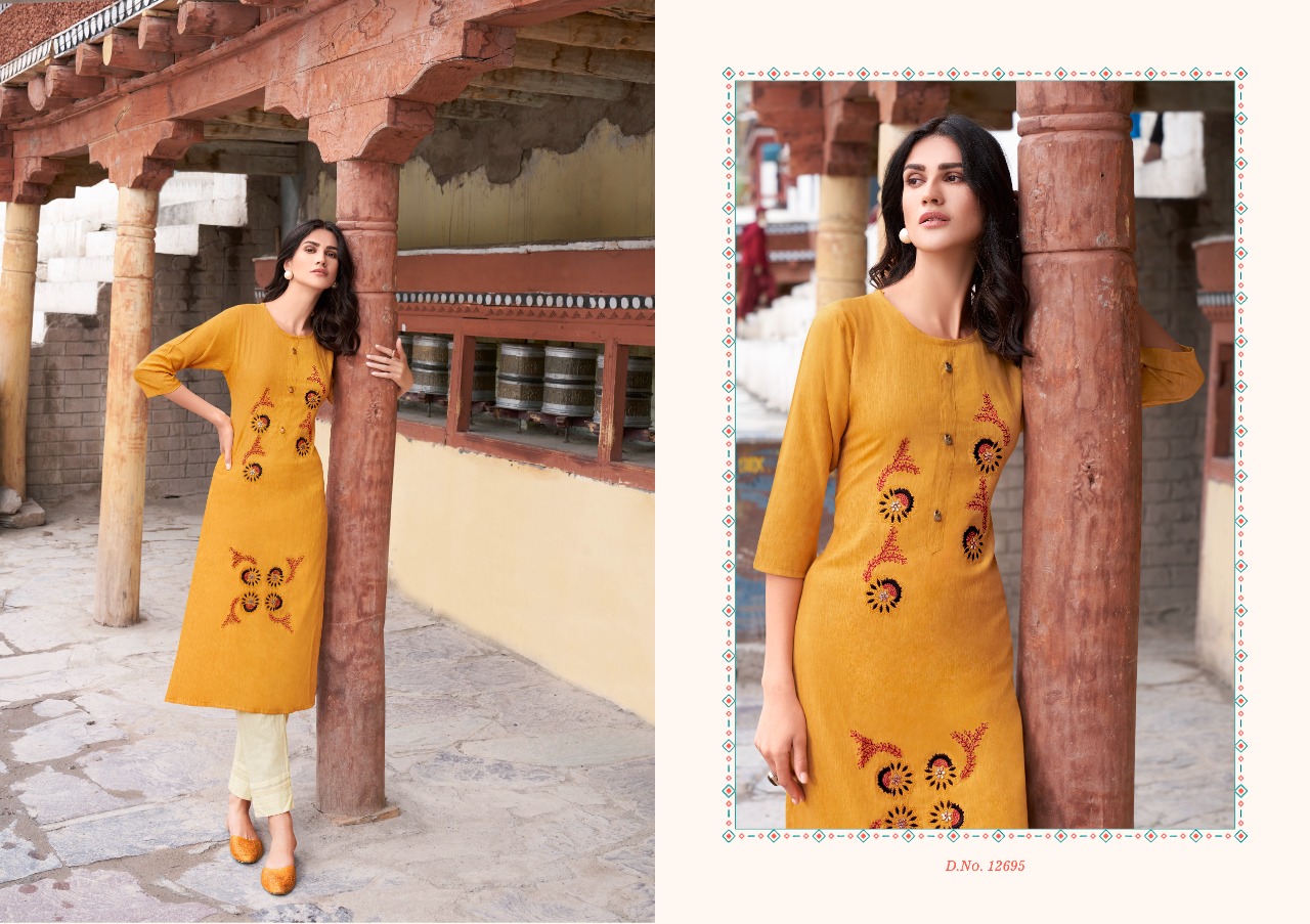 Kalaroop Nexon Rayon Fancy Embroidery Kurti Catalog