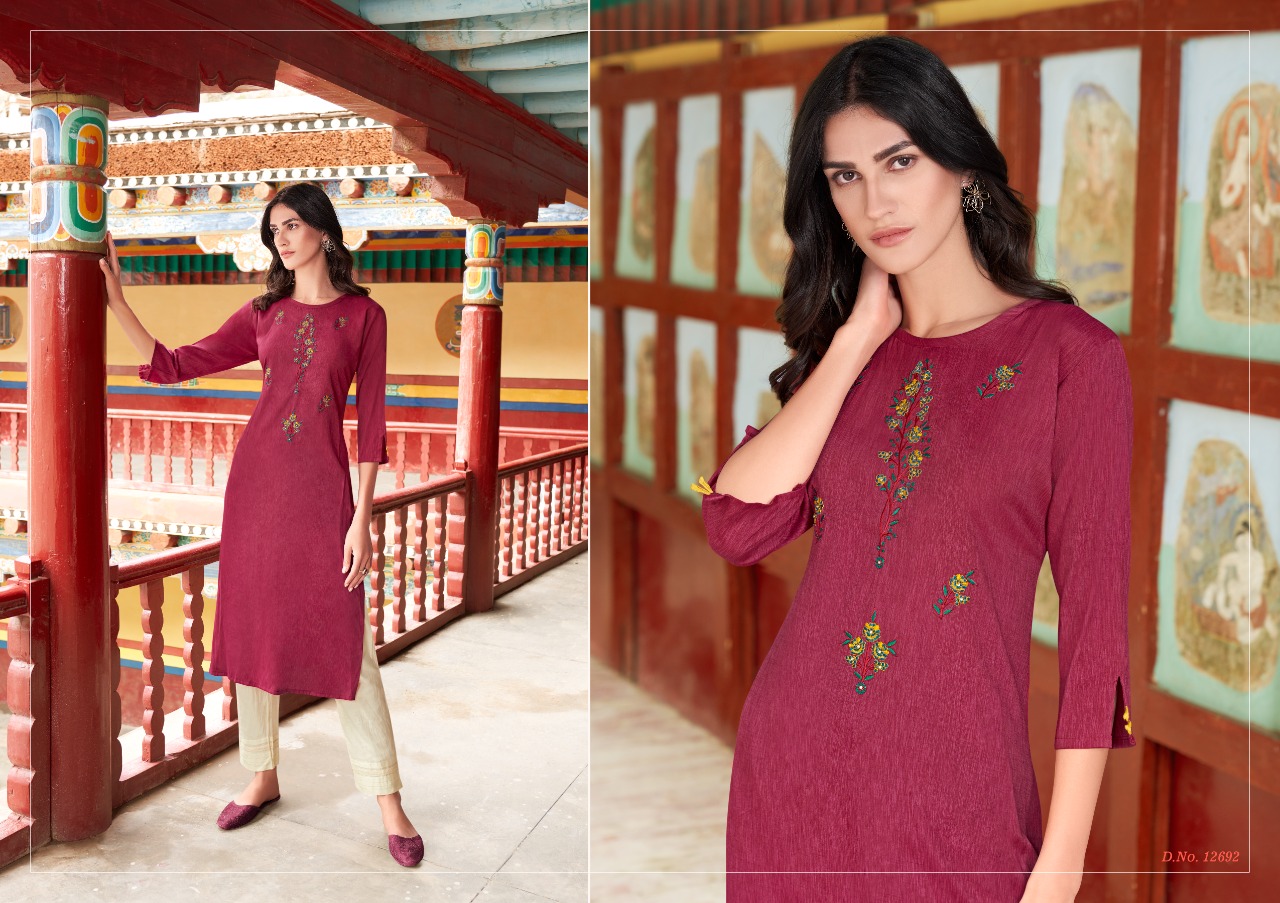 Kalaroop Nexon Rayon Fancy Embroidery Kurti Catalog