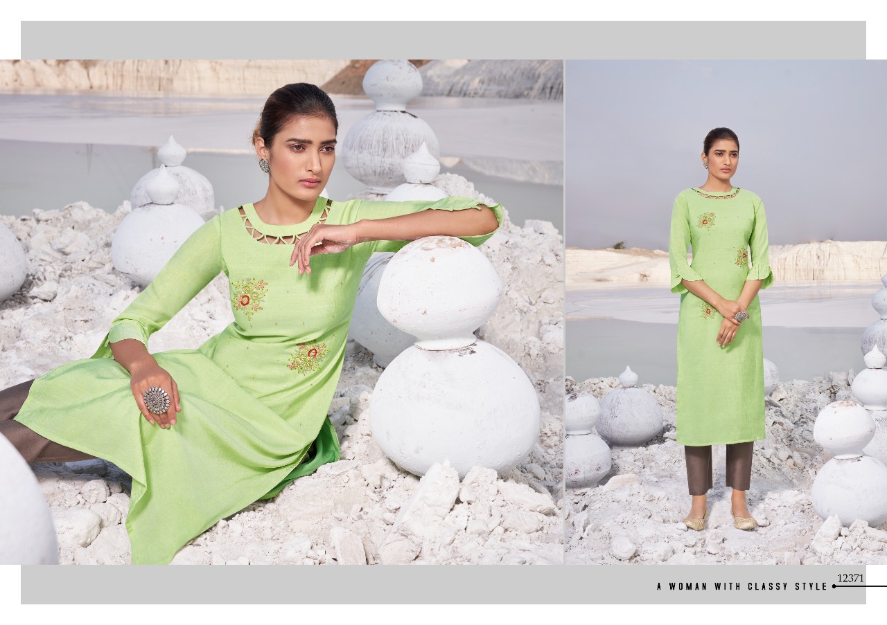Kalaroop Vision Designer Silk Embroidery Kurti Catalog