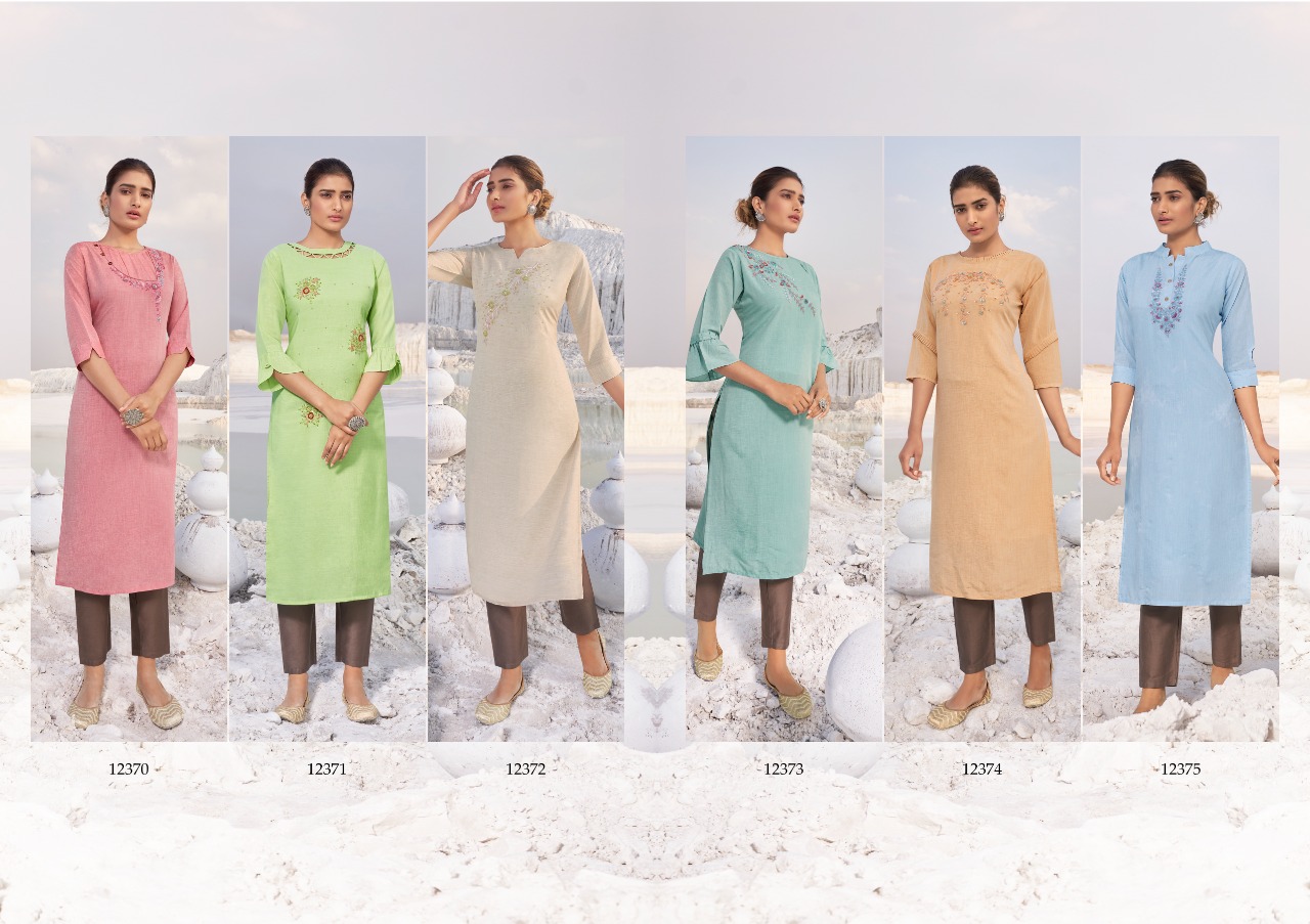 Kalaroop Vision Designer Silk Embroidery Kurti Catalog