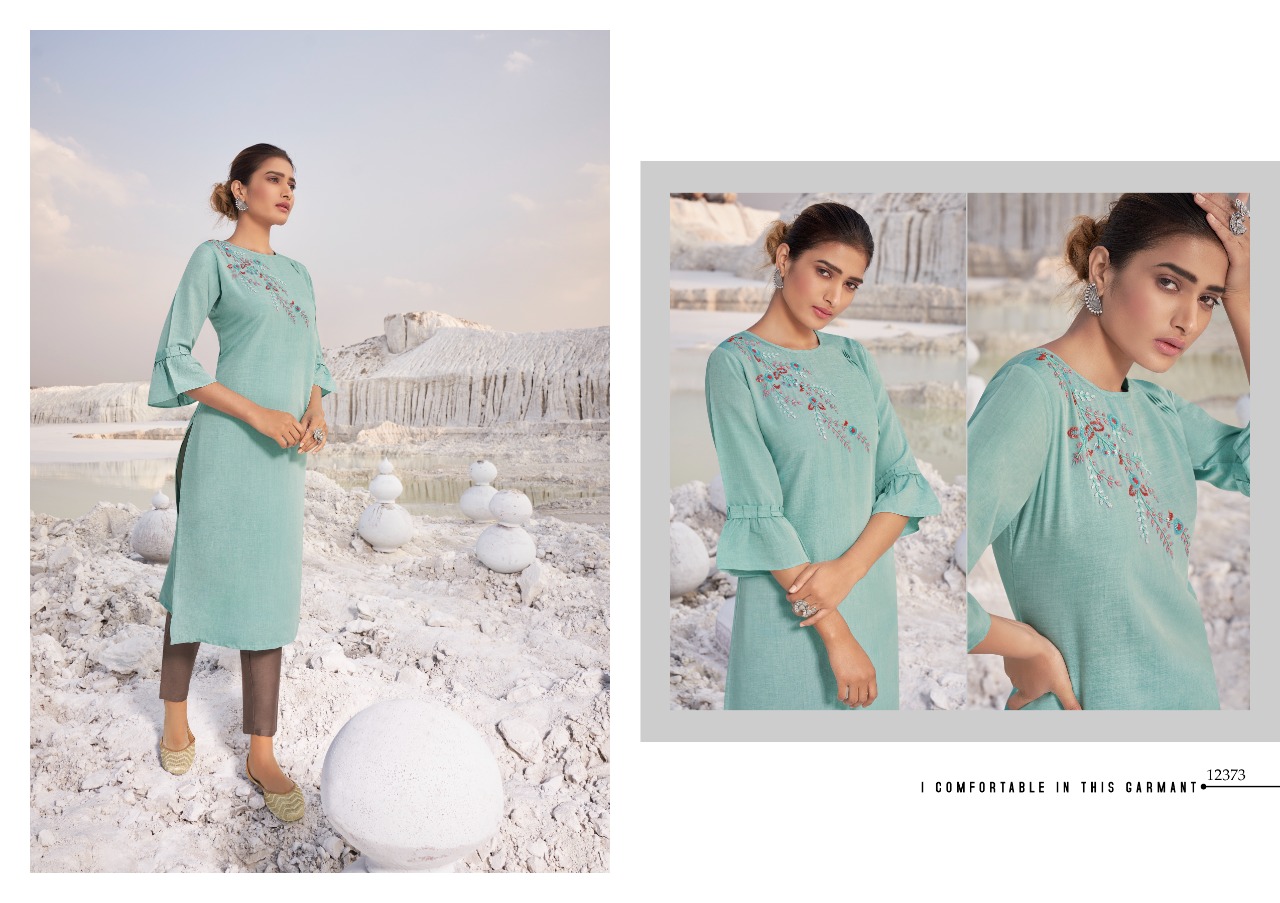Kalaroop Vision Designer Silk Embroidery Kurti Catalog