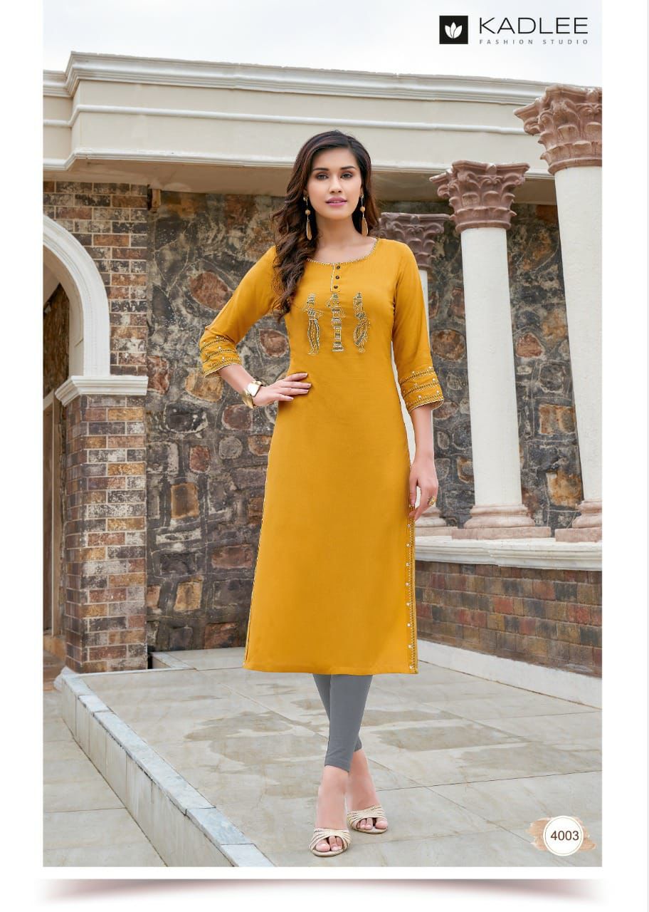 Kadlee  Sachi Vol  1 Designer Rayon Embroidery Kurti Catalog
