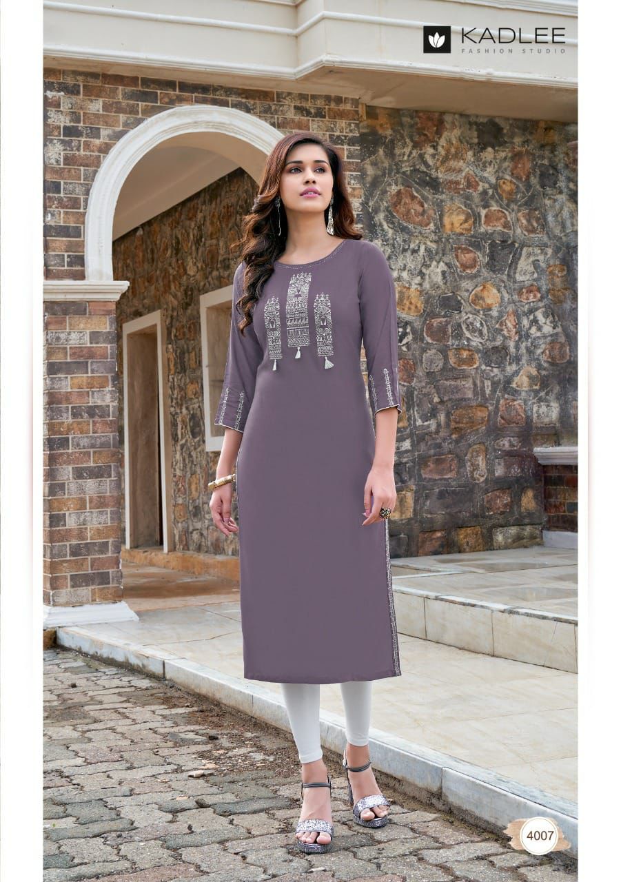 Kadlee  Sachi Vol  1 Designer Rayon Embroidery Kurti Catalog
