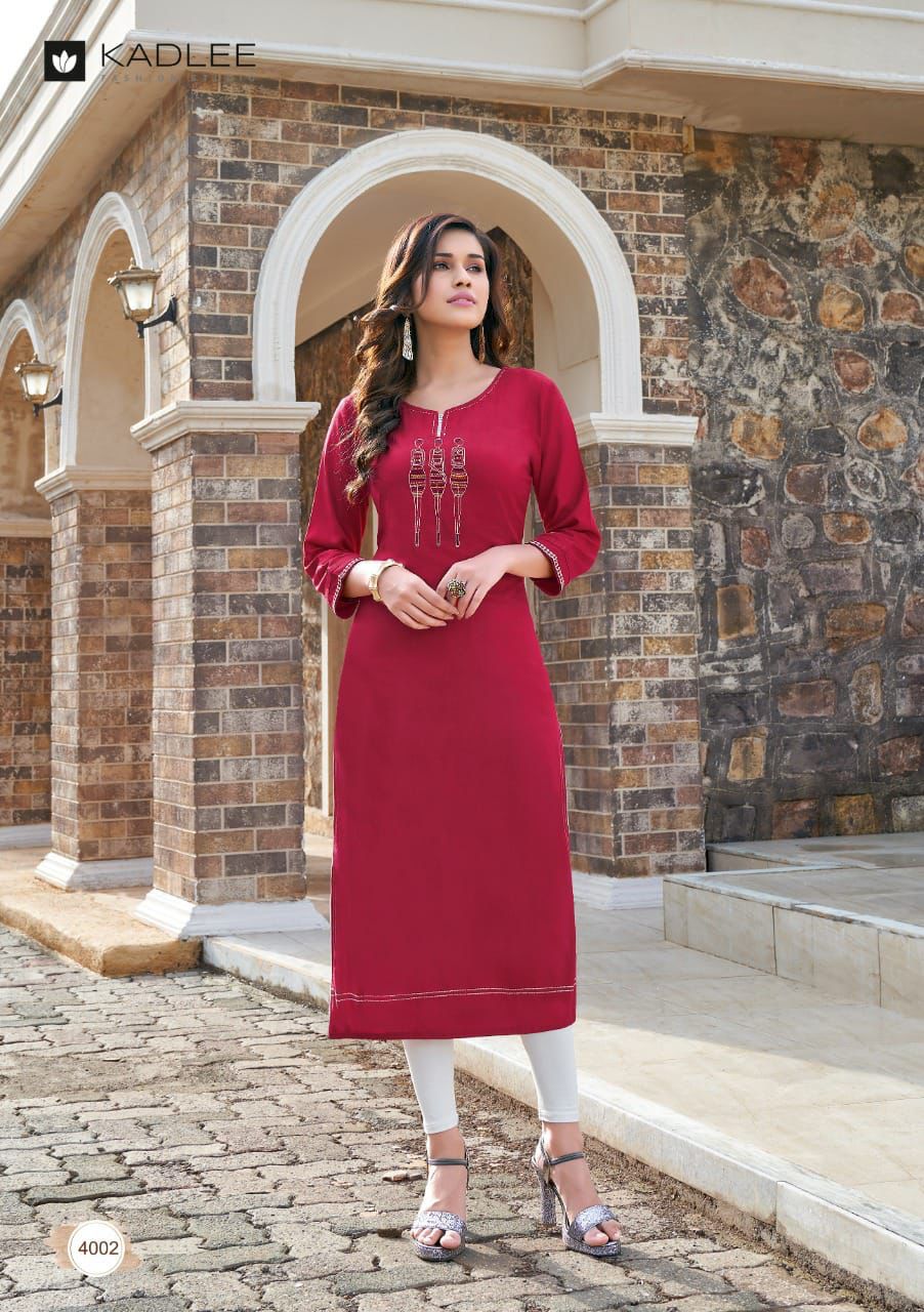 Kadlee  Sachi Vol  1 Designer Rayon Embroidery Kurti Catalog