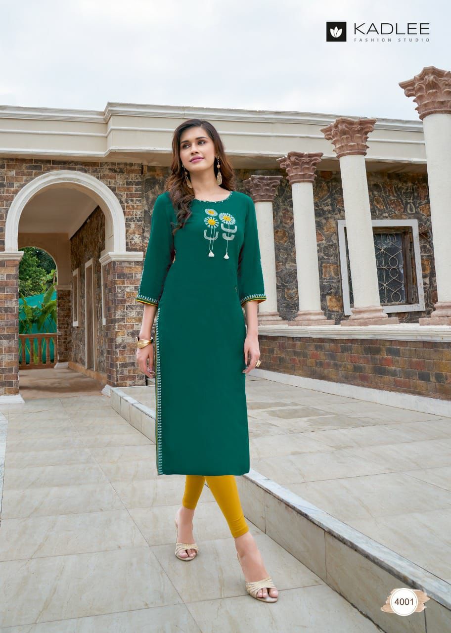 Kadlee  Sachi Vol  1 Designer Rayon Embroidery Kurti Catalog