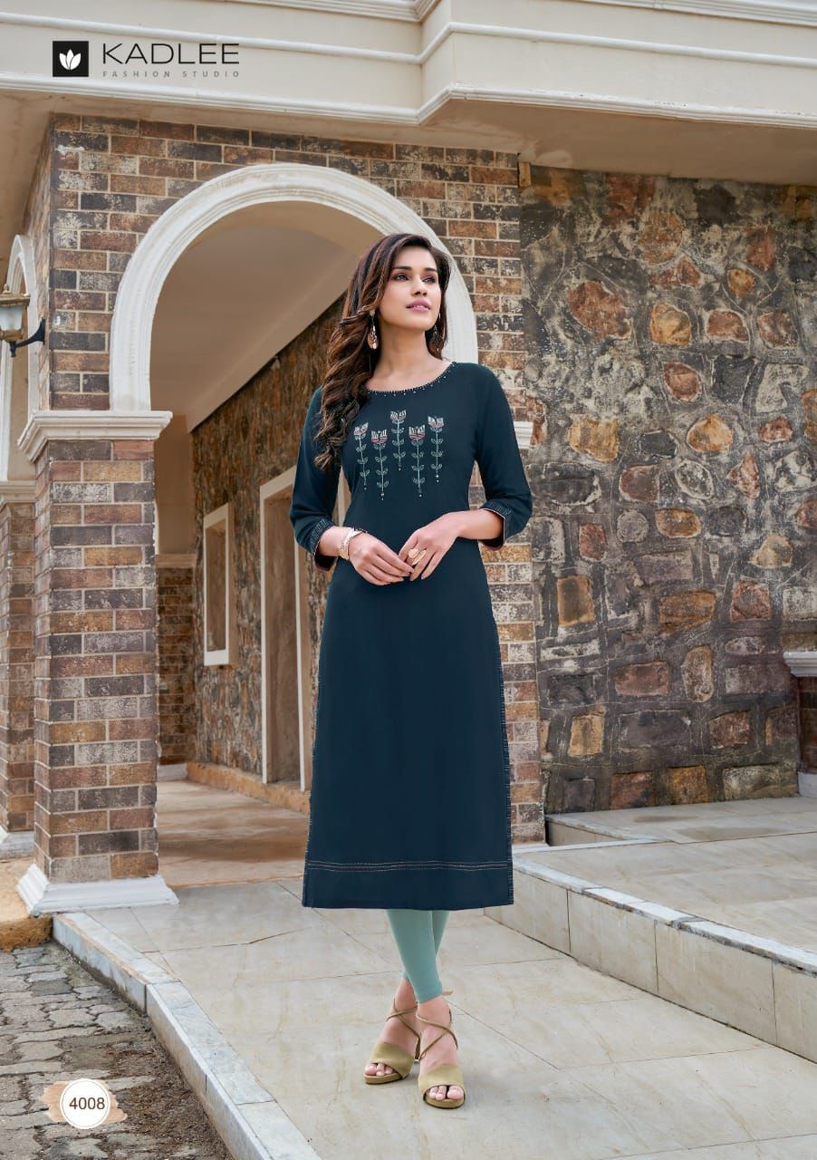 Kadlee  Sachi Vol  1 Designer Rayon Embroidery Kurti Catalog