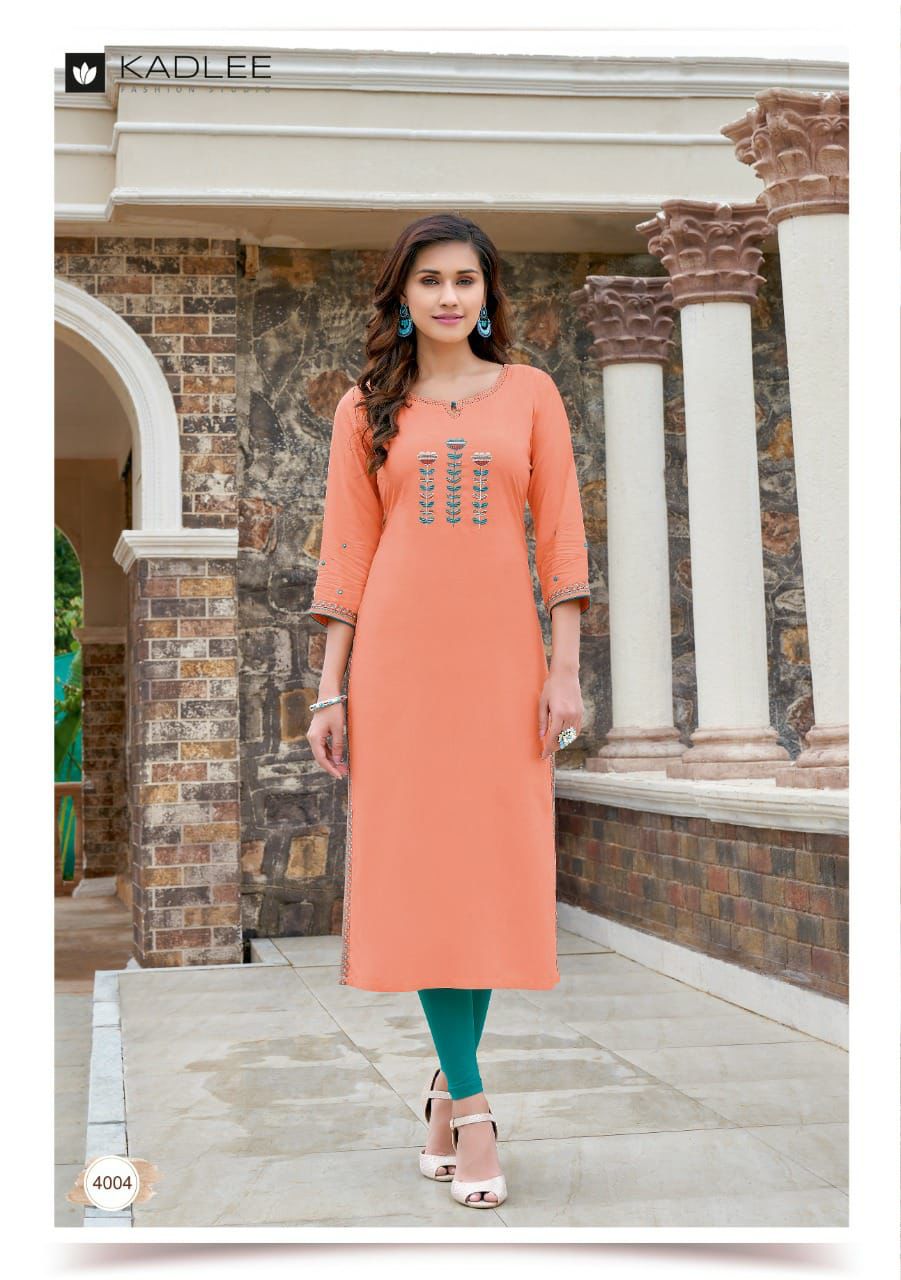 Kadlee  Sachi Vol  1 Designer Rayon Embroidery Kurti Catalog