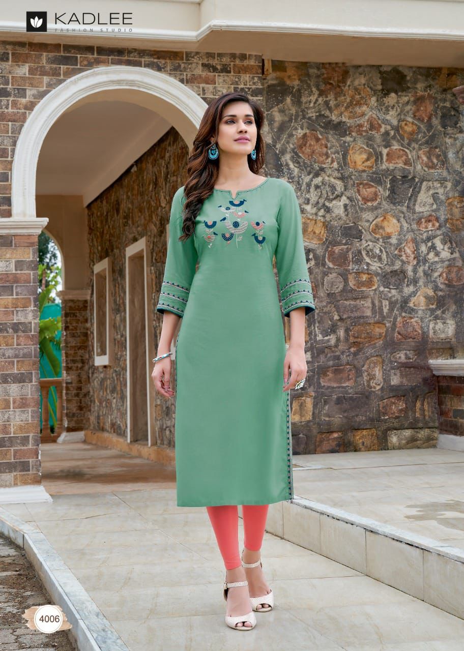 Kadlee  Sachi Vol  1 Designer Rayon Embroidery Kurti Catalog