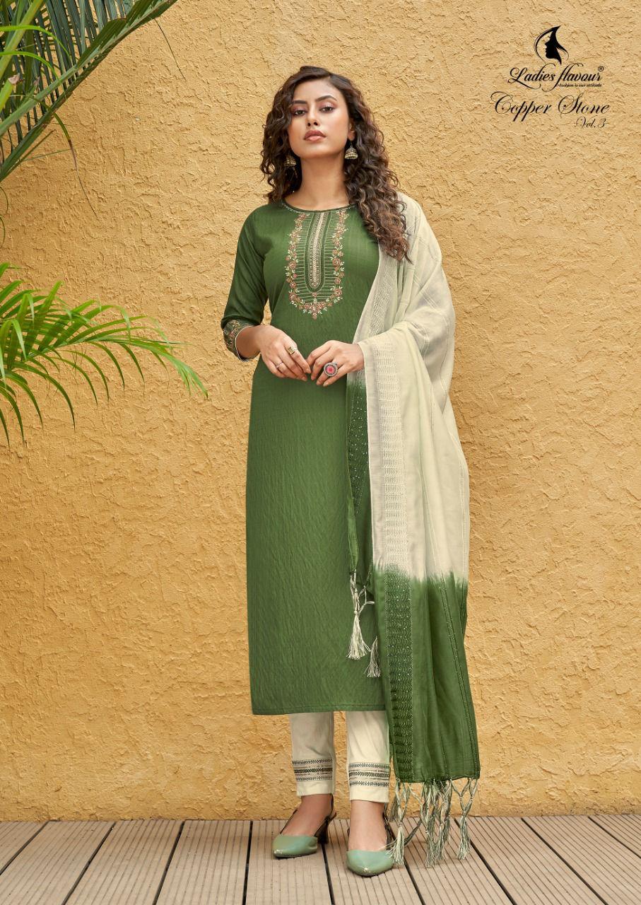 Ladies Flavour Copper Stone Vol 3 Designer Embroidery Party Wear Ready-made Kurti Catalog