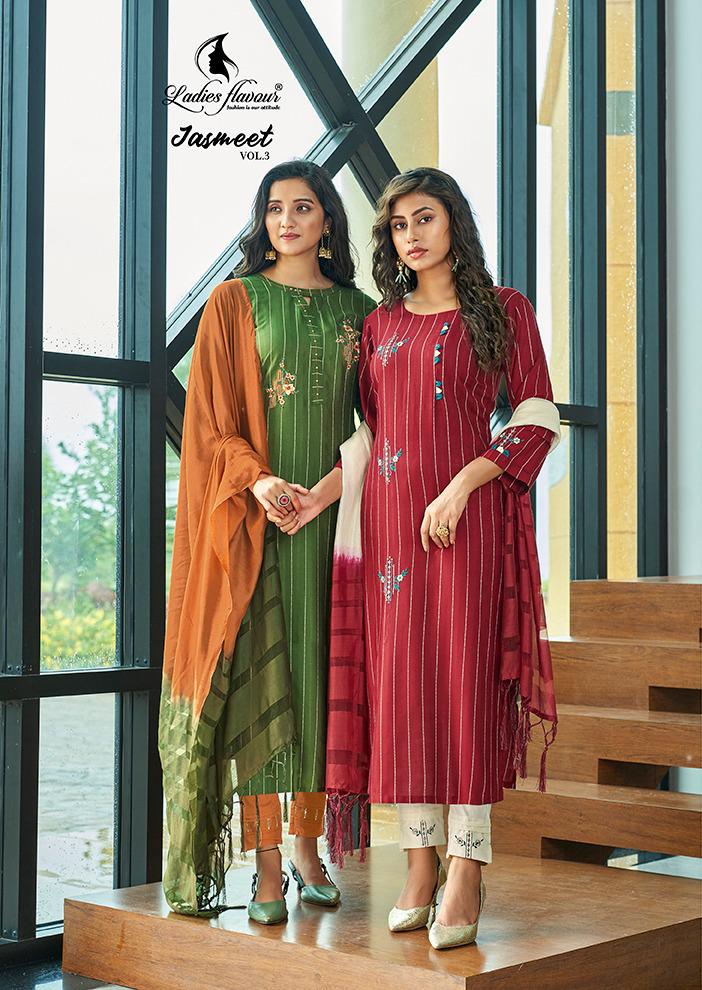 Ladies Flavour Jasmeet Vol  3 Embroidery Ready Made Catalog