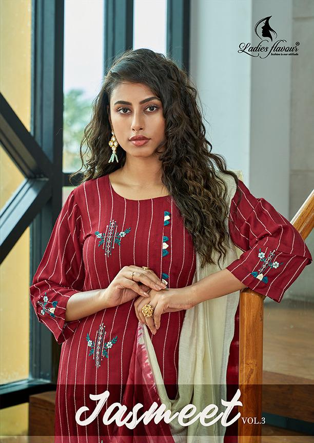 Ladies Flavour Jasmeet Vol  3 Embroidery Ready Made Catalog