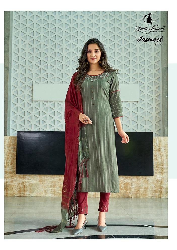Ladies Flavour Jasmeet Vol  3 Embroidery Ready Made Catalog