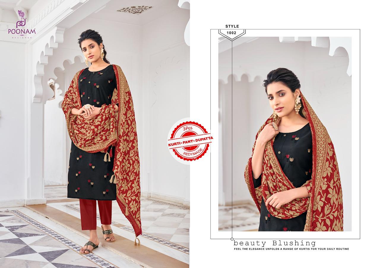 Poonam Amelie Designer Chanderi Readymade Kurti Catlaog