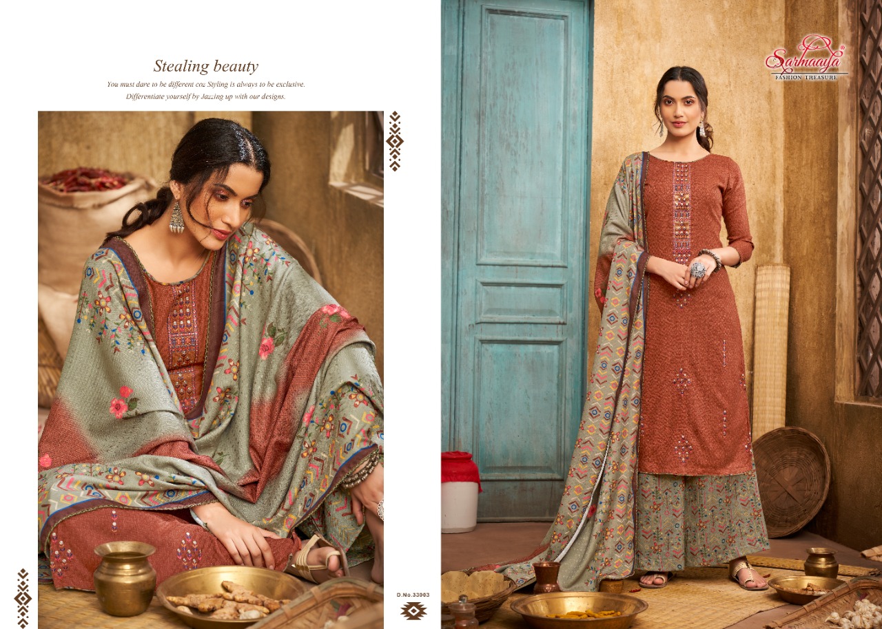 Sarmaaya Mahira Print Patiyala  Exclusive Embroidery Pashmina Shawl Buy Dress Material