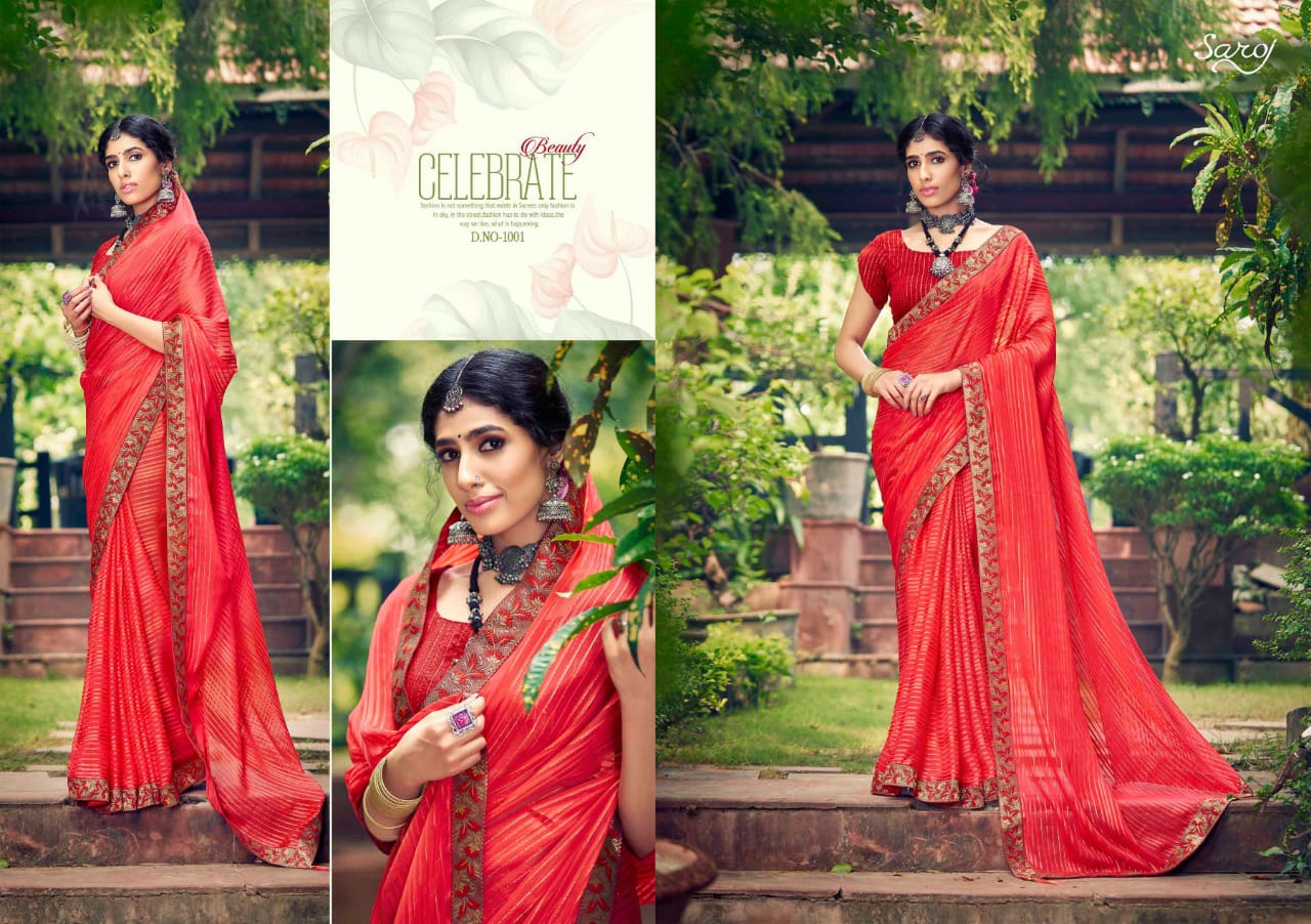 Saroj Sanwaree Weightless Georgette Sattin Saree Catalog
