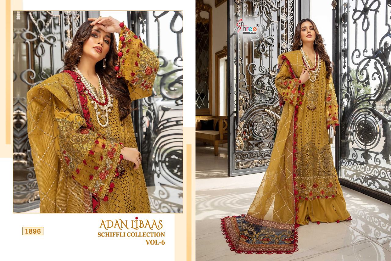 Shree Adan Libaas Schiffli Collection 6 Pakistani Salwar  Suits Catalog