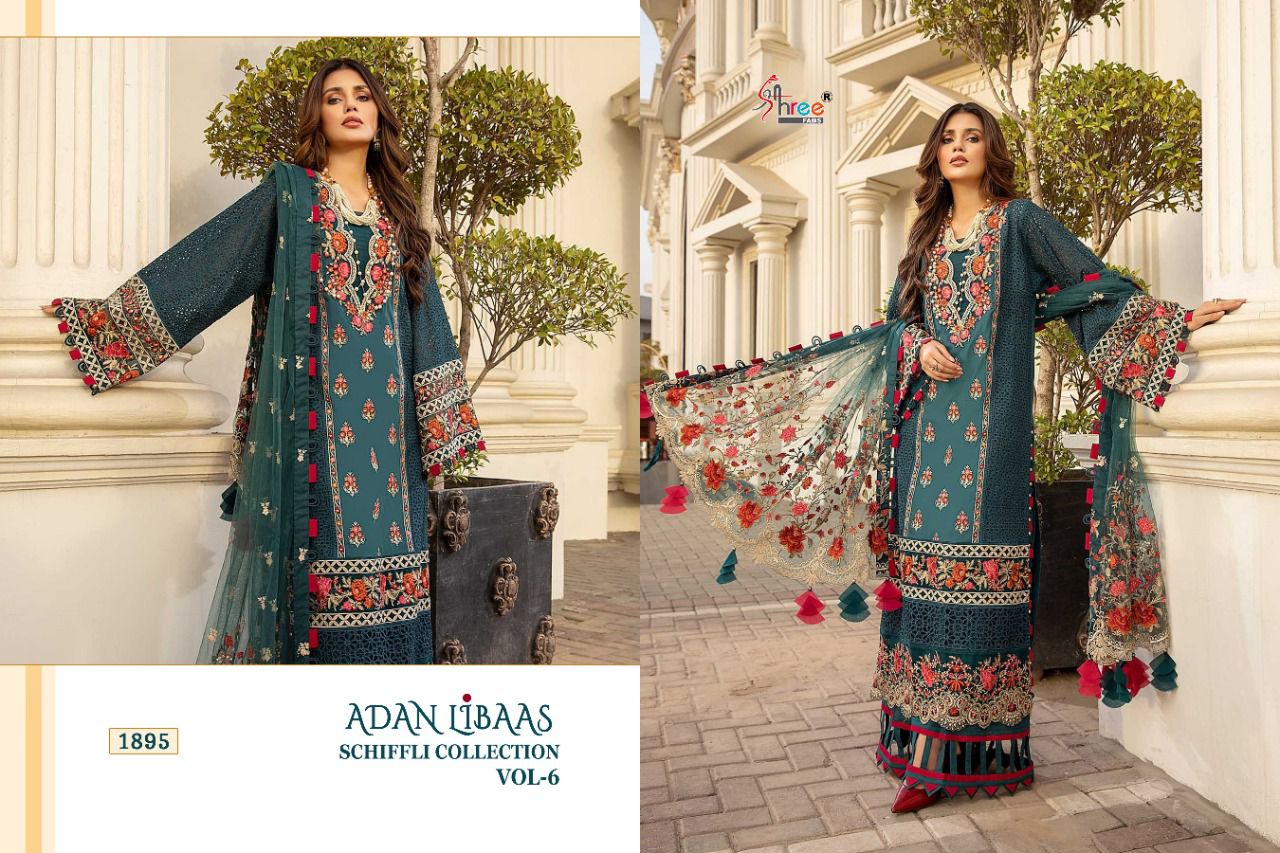 Shree Adan Libaas Schiffli Collection 6 Pakistani Salwar  Suits Catalog