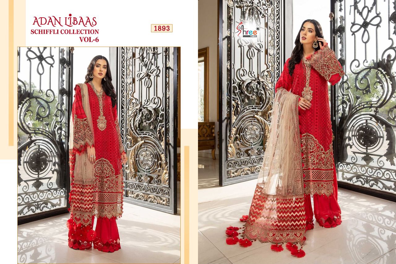 Shree Adan Libaas Schiffli Collection 6 Pakistani Salwar  Suits Catalog