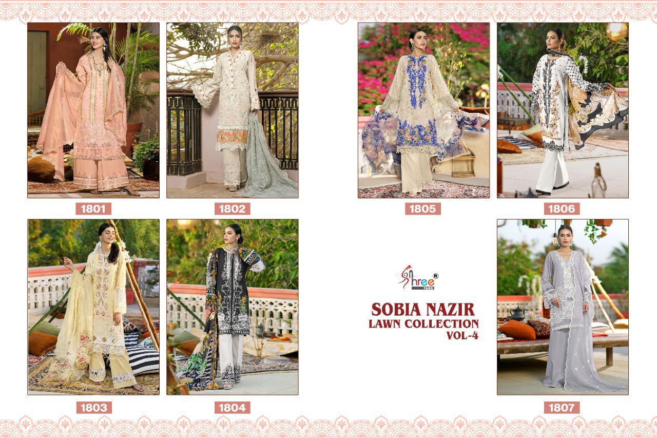 Shree Sobia Nazir Lawn Collection Vol  4 Embroidery Pakistani Salwar Kameez  Catalog