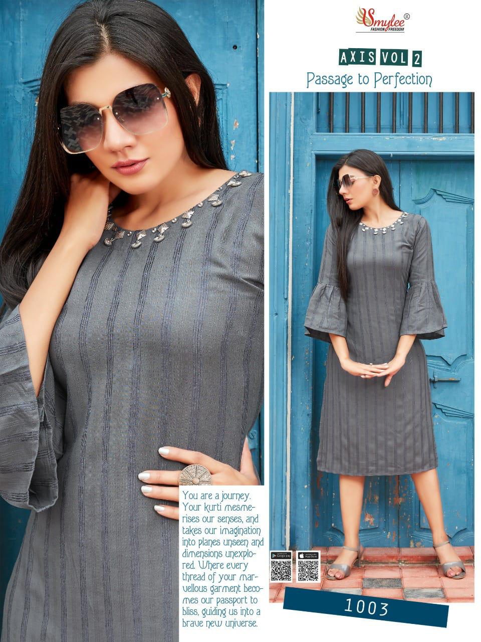 Smylee Axis Vol  2 Ethnic Wear Linning Designer Kurti Catalog