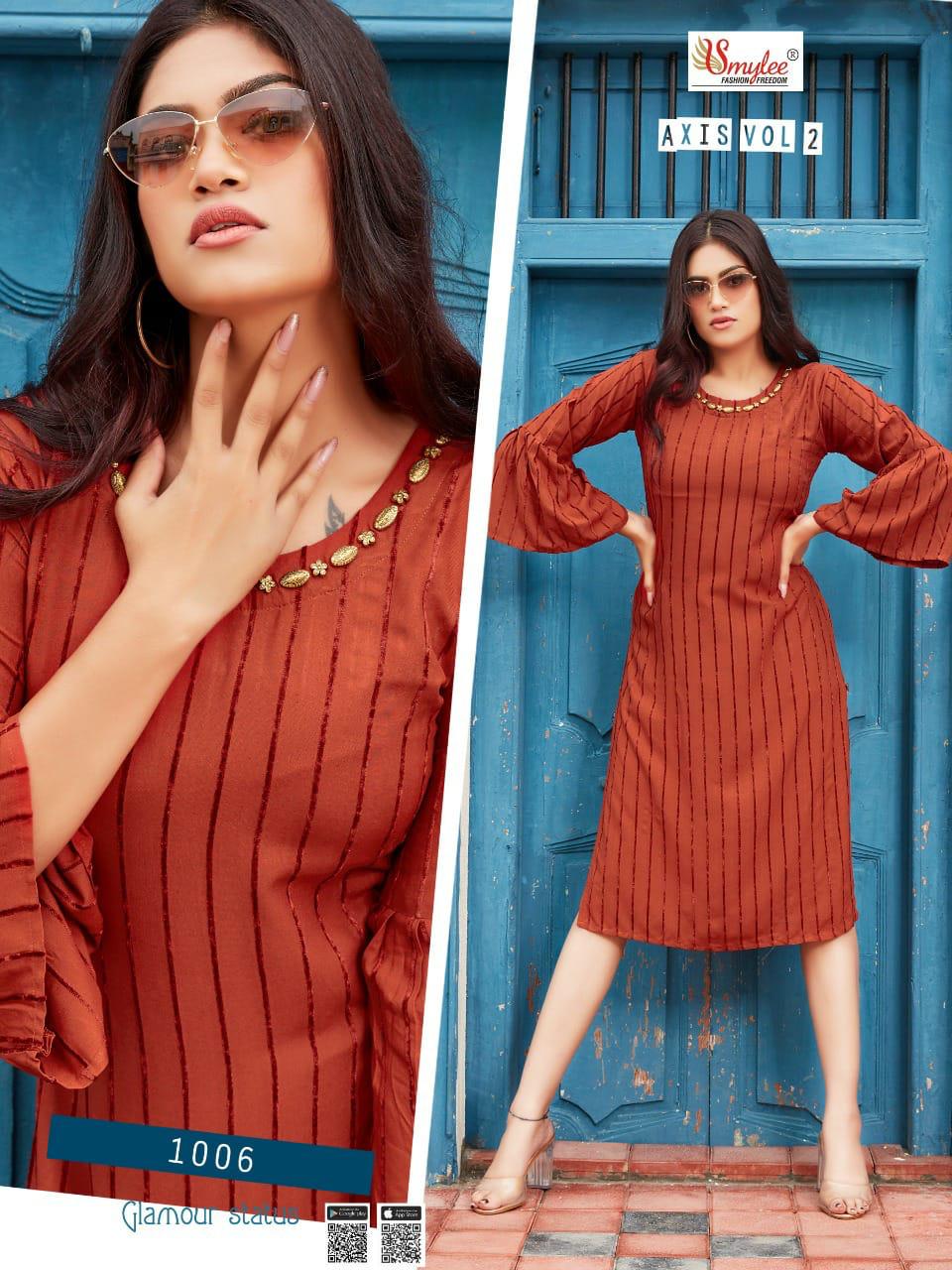 Smylee Axis Vol  2 Ethnic Wear Linning Designer Kurti Catalog