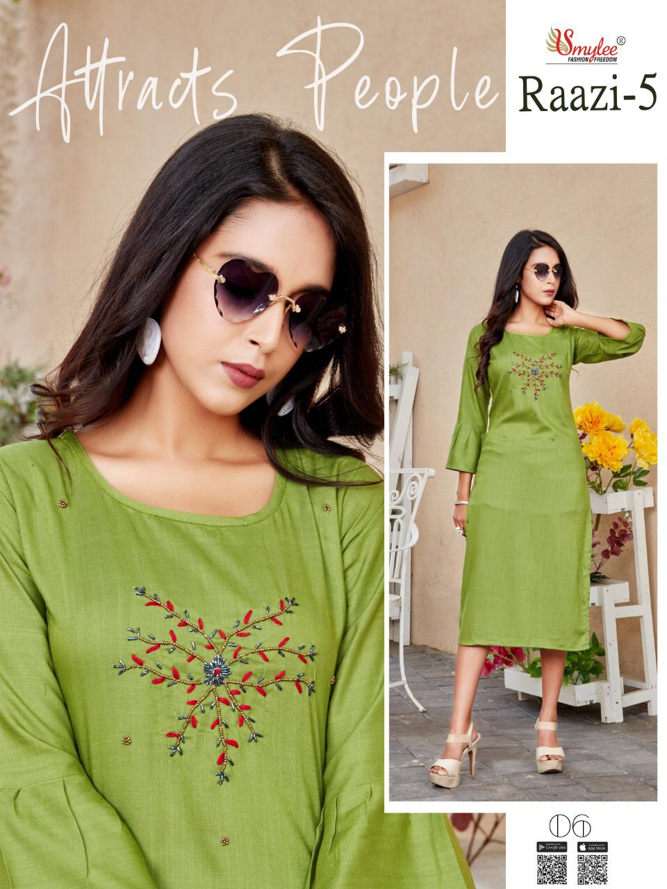 Smylee Raazi Vol  5 Rayon Fancy Kurti Catalog