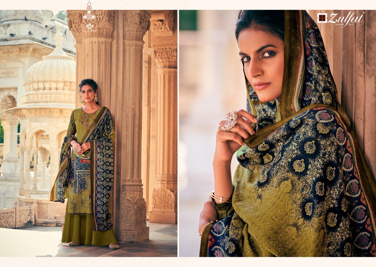 Zulfat Olive  Designer Dress Material Catalog