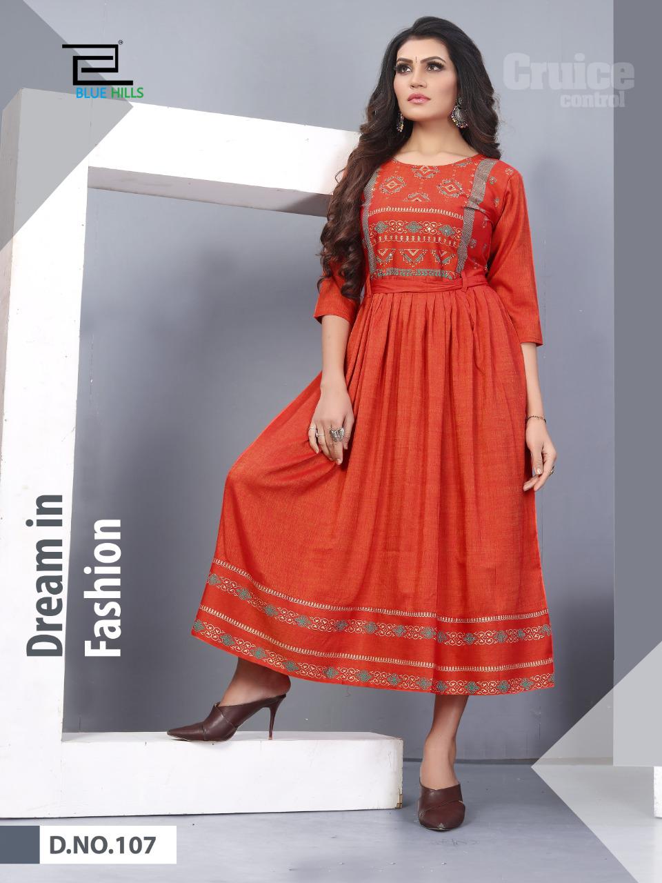 Blue Hills   Shivi Fancy Rayon Designer Long Kurtis Catalog