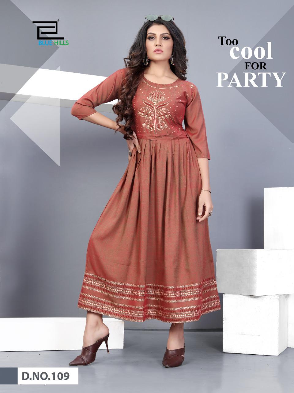 Blue Hills   Shivi Fancy Rayon Designer Long Kurtis Catalog