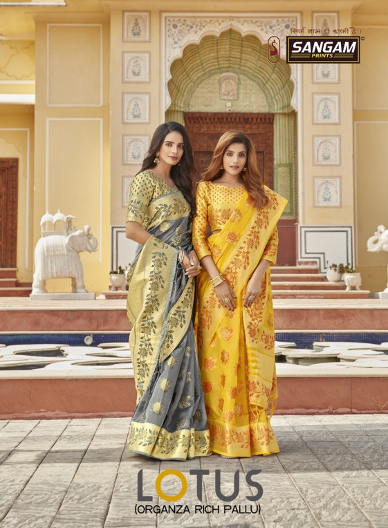 Sangam Lotus Organza Rich Pallu Sarees