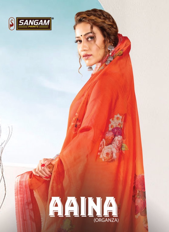 Sangam Aaina Organza Digital Printed Sarees