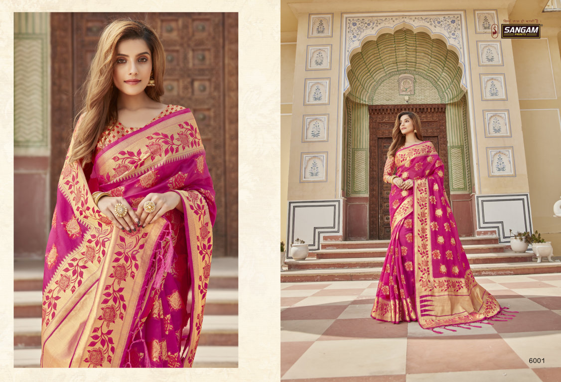 Sangam Lotus Organza Rich Pallu Sarees