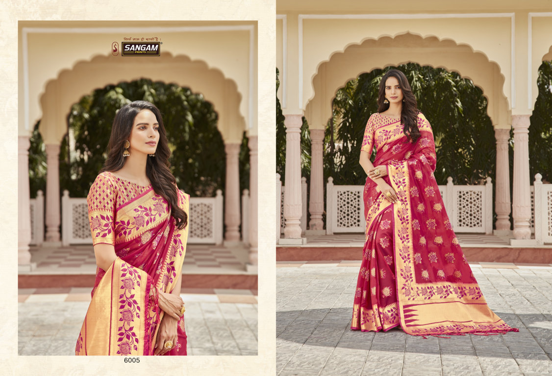 Sangam Lotus Organza Rich Pallu Sarees