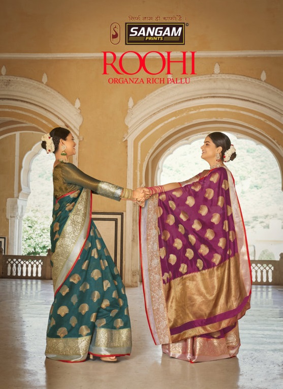 Sangam Roohi Organza Rich Pallu Sarees