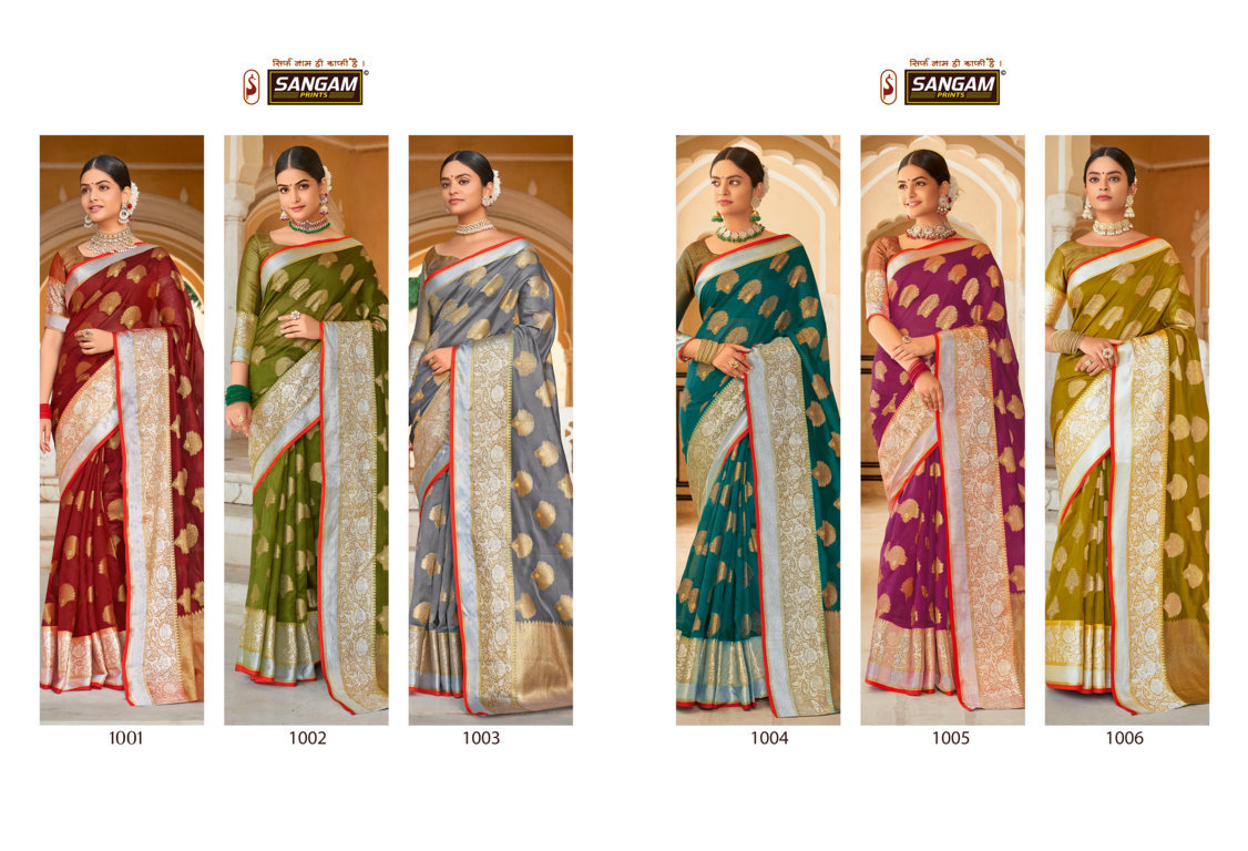 Sangam Roohi Organza Rich Pallu Sarees